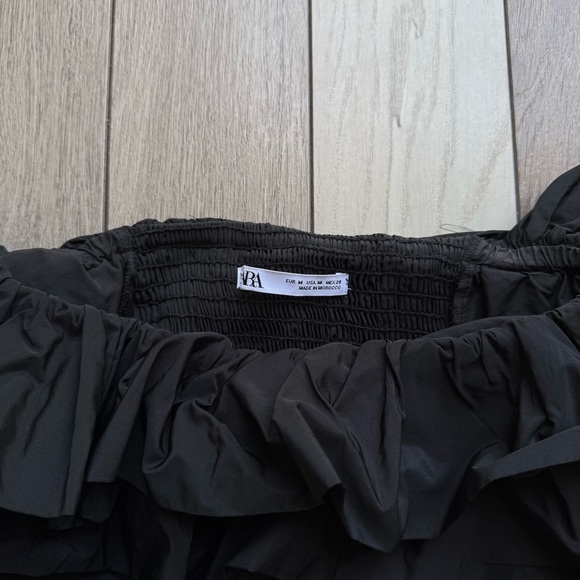 Zara Black Ruffled Off-Shoulder Blouse - Picture 2 of 6